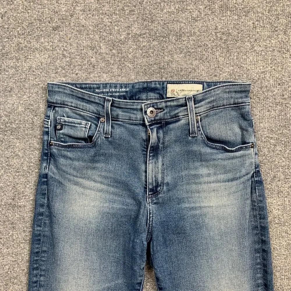 Anthropologie Jeans Womens 27 Blue Denim High Rise Stevie Ankle Slim Straight